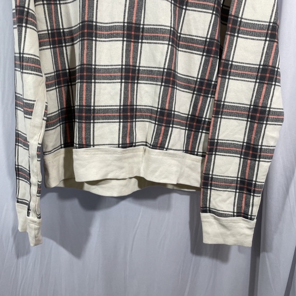 NWT $128 Free‎ People [ Large ] Why Not Quarter Zip Plaid Sweatshirt Ivory - Picture 14 of 16